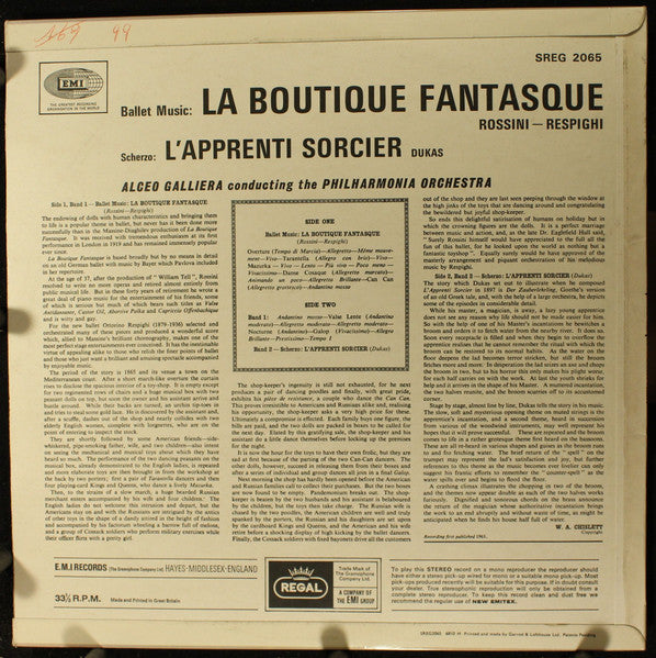 Philharmonia Orchestra, Alceo Galliera : La Boutique Fantasque (LP)