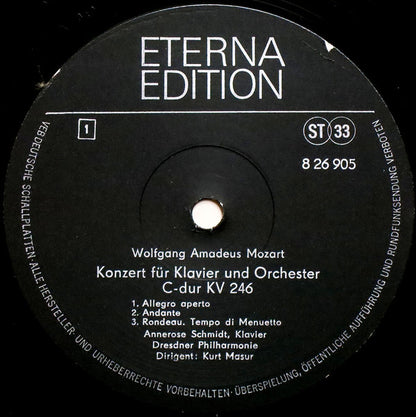 Wolfgang Amadeus Mozart, Annerose Schmidt, Dresdner Philharmonie, Kurt Masur : Klavierkonzert C-dur KV 246 / Klavierkonzert A-dur KV 414 (LP, Comp)
