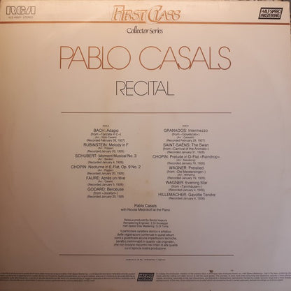 Pablo Casals : Recital (LP, Comp, Mono, RM, Hal)