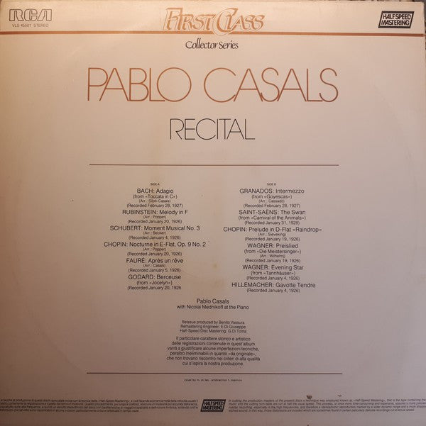 Pablo Casals : Recital (LP, Comp, Mono, RM, Hal)