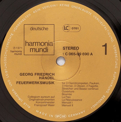 Georg Friedrich Händel - Collegium Aureum : Feuerwerksmusik • Concerto F-Dur (LP, RE, Gat)