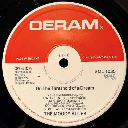 The Moody Blues : On The Threshold Of A Dream (LP, Album, RP, Gat)