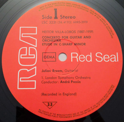 Julian Bream, Heitor Villa-Lobos, London Symphony Orchestra, André Previn : Julian Bream Plays Villa-Lobos (LP)
