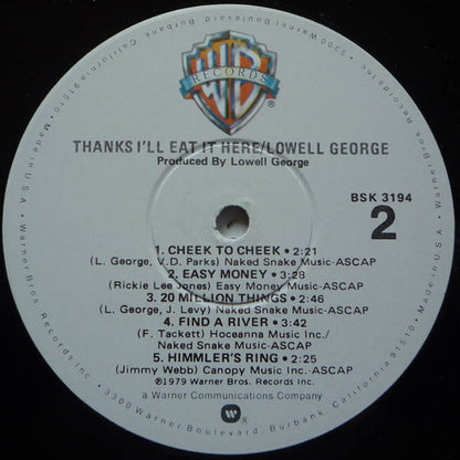 Lowell George : Thanks I'll Eat It Here (LP, Album, Los)