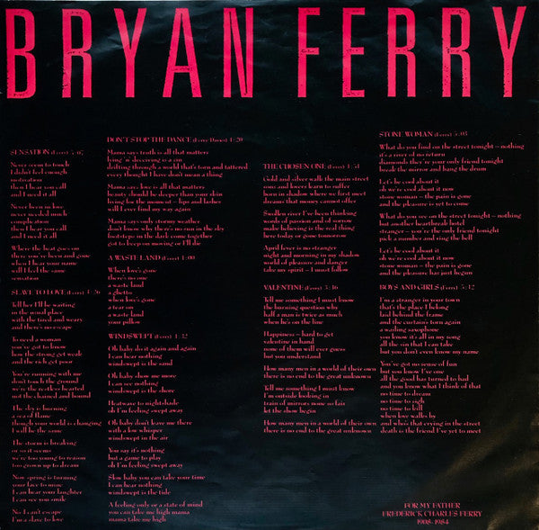 Bryan Ferry : Boys And Girls (LP, Album)