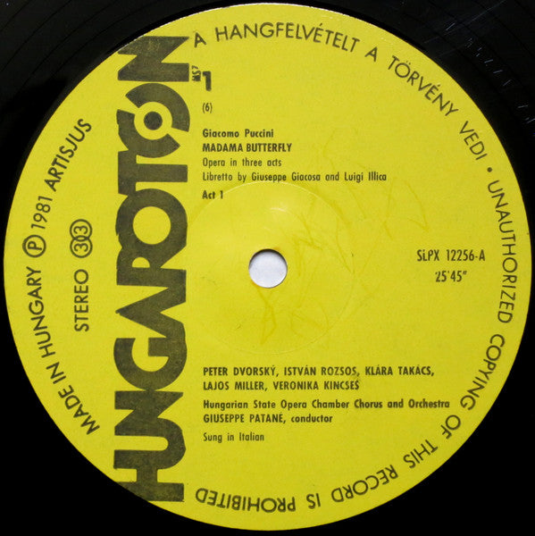 Giacomo Puccini, Veronika Kincses, Peter Dvorský, Giuseppe Patanè, Lajos Miller, Klára Takács : Madama Butterfly (3xLP + Box)