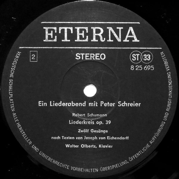 Peter Schreier, Walter Olbertz, Ludwig van Beethoven, Paul Hindemith, Robert Schumann, Joseph Von Eichendorff : Ein Liederabend Mit Peter Schreier (An Die Ferne Geliebte / 6 Hölderlinlieder / Liederkreis Op. 39) (LP, RP)