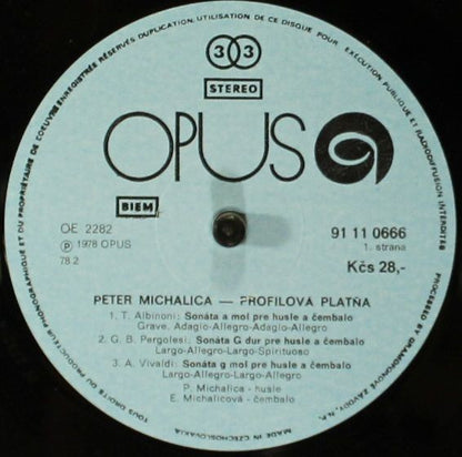 Tomaso Albinoni, Giovanni Battista Pergolesi, Antonio Vivaldi, Johann Sebastian Bach, Georg Philipp Telemann, Peter Michalica, Elena Michalicová : Albinoni, Pergolesi, Vivaldi, Bach, Telemann (LP)