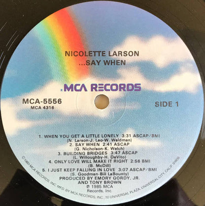 Nicolette Larson : ...Say When (LP, Album, Glo)