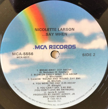 Nicolette Larson : ...Say When (LP, Album, Glo)