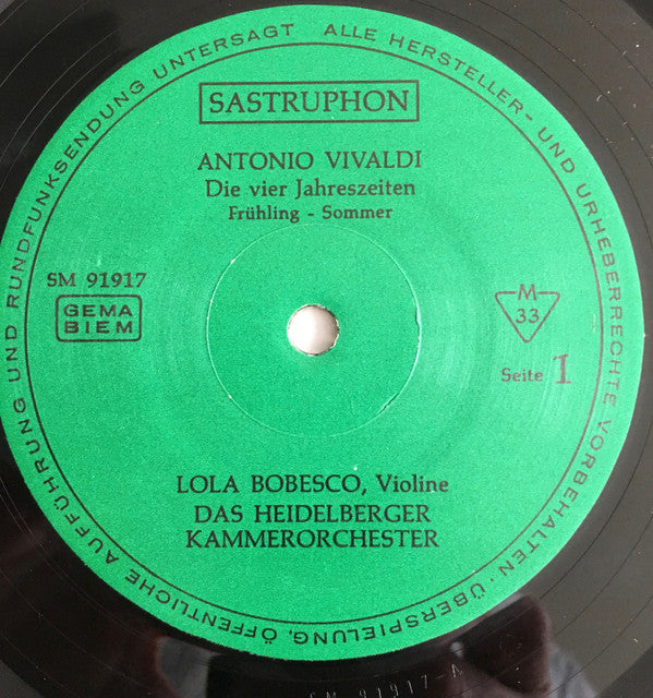 Antonio Vivaldi - Lola Bobescu, Heidelberger Kammerorchester : Die 4 Jahreszeiten (LP, Mono, Gre)