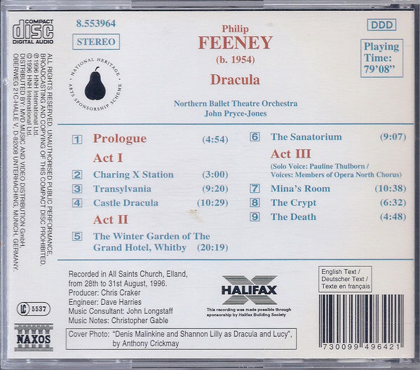 Philip Feeney, Northern Ballet Theatre Orchestra, John Pryce-Jones : Dracula (Ballet In 3 Acts) (CD, Album)