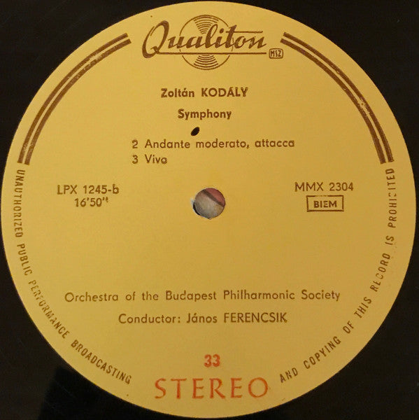 Zoltán Kodály – The Budapest Philharmonic Orchestra, János Ferencsik : Symphony / Ballet Music (LP, Album)