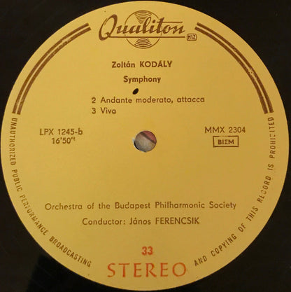 Zoltán Kodály – The Budapest Philharmonic Orchestra, János Ferencsik : Symphony / Ballet Music (LP, Album)