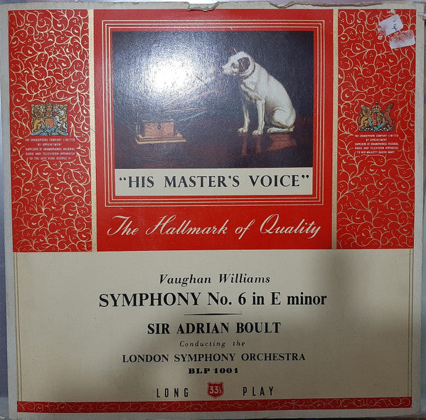 Ralph Vaughan Williams, Sir Adrian Boult Conducting London Symphony Orchestra : Symphony No. 6 In E Minor (10", Album, Gat)