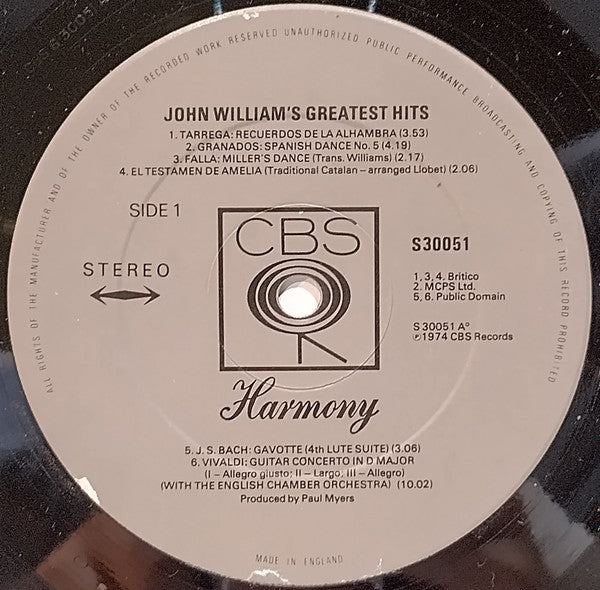 John Williams (7) : John Williams Greatest Hits (LP, Comp)