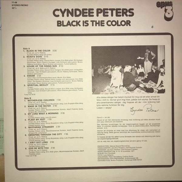 Cyndee Peters : Black Is The Color (LP)