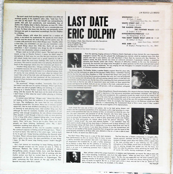 Eric Dolphy : Last Date (LP, RE)