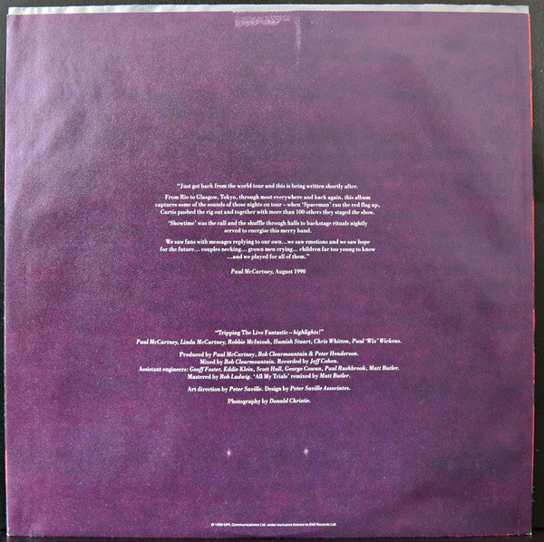 Paul McCartney : Tripping The Live Fantastic - Highlights!  (LP, Album)