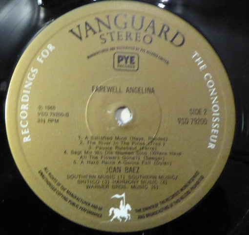Joan Baez : Farewell, Angelina (LP, Album, RE, Gol)