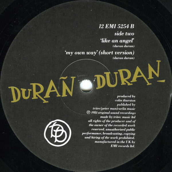 Duran Duran : My Own Way (Night Version) (12", Single, Blu)