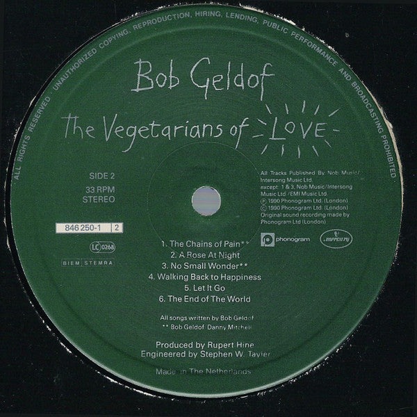 Bob Geldof : The Vegetarians Of Love (LP, Album)