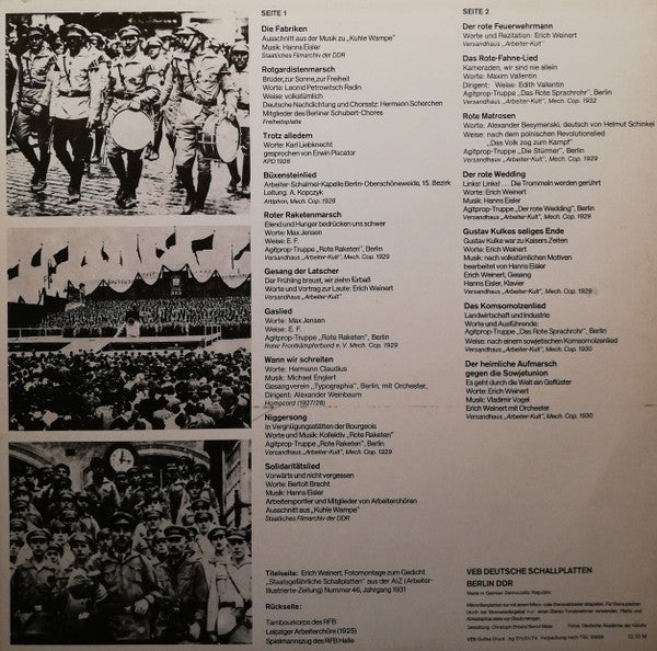 Various : Vorwärts Und Nicht Vergessen (Musik Der Arbeiterbewegung In Dokumentaraufnahmen) (LP, Comp, Mono, RP)