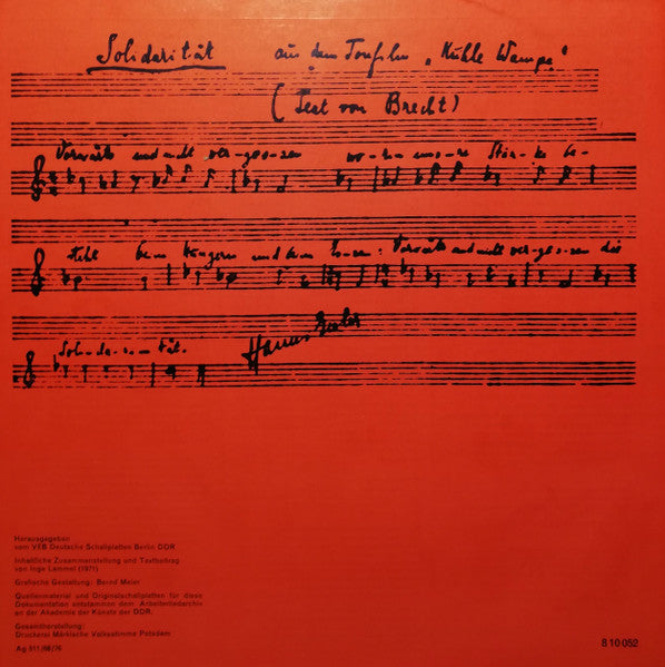 Various : Vorwärts Und Nicht Vergessen (Musik Der Arbeiterbewegung In Dokumentaraufnahmen) (LP, Comp, Mono, RP)