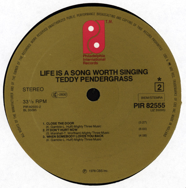 Teddy Pendergrass : Life Is A Song Worth Singing (LP, Album)