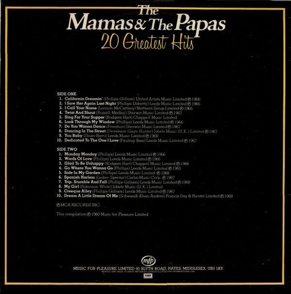 The Mamas & The Papas : 20 Greatest Hits (LP, Comp)