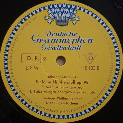 Johannes Brahms - Berliner Philharmoniker · Eugen Jochum : Sinfonie Nr. 4 E-Moll Op. 98 (LP, Album, Mono)