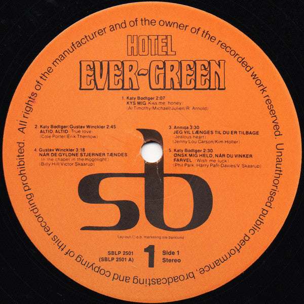 Gustav Winckler, Katy Bødtger, Anniqa, Teddy Edelmann, Svend Lundvig : Hotel Ever-Green 1 - Musik Til Hverdag Og Fest (LP, Album)