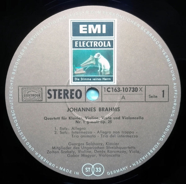 Johannes Brahms, The Hungarian Quartet, Georges Solchany : Sämtliche Klavierquartette (Klavierquintett / Klaviervariationen Über Ein Thema Von Schumann / Scherzo Für Klavier) (4xLP + Box)