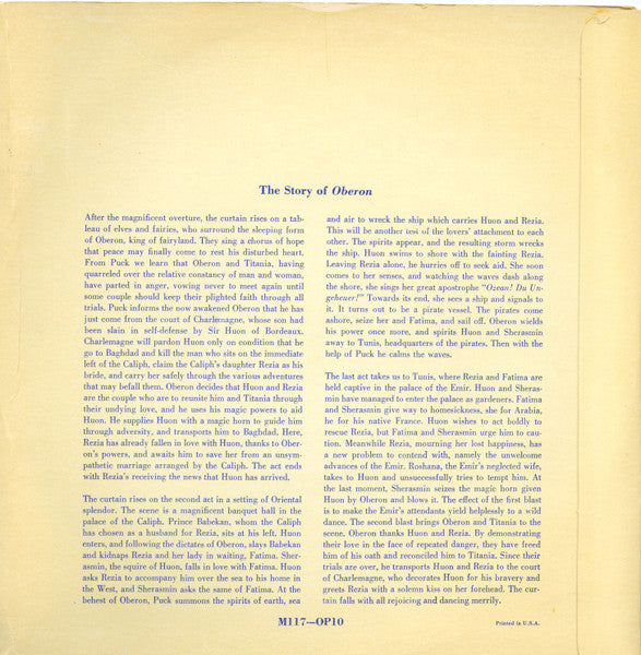 Carl Maria von Weber, Hans Müller-Kray, Südfunk-Sinfonieorchester, Franz Fehringer, Paula Bauer, Karl Liebl, Hanne Münch, Robert Titze, Friederike Sailer : Oberon (Concert Version) (2x10")