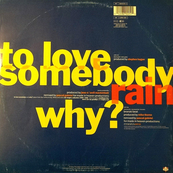 Jimmy Somerville : To Love Somebody (12", Single)