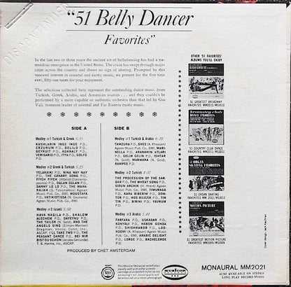Gus Vali And His Orchestra : 51 Belly Dancer Favorites (LP, Mono)