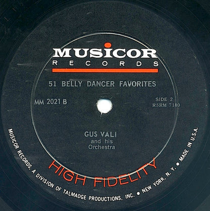 Gus Vali And His Orchestra : 51 Belly Dancer Favorites (LP, Mono)