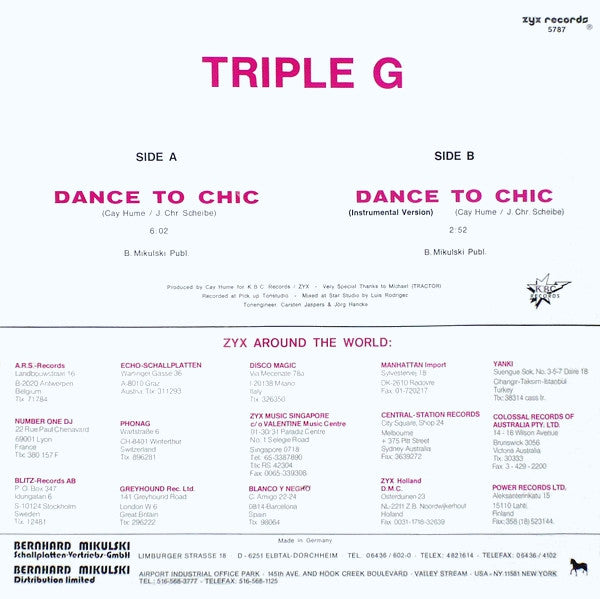 Triple G. : Dance To Chic (12", Maxi)