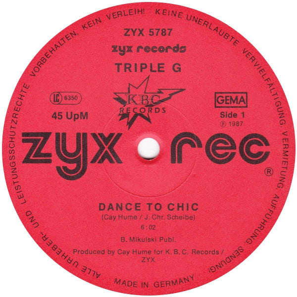 Triple G. : Dance To Chic (12", Maxi)