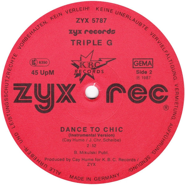 Triple G. : Dance To Chic (12", Maxi)