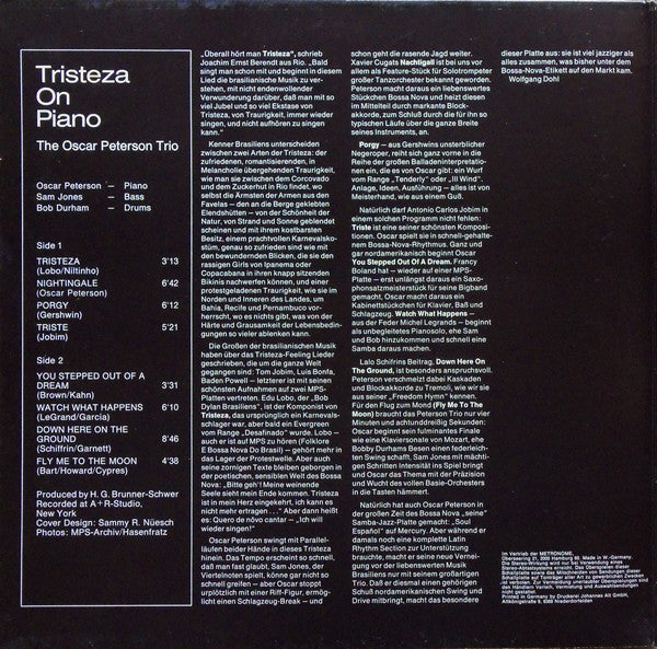 The Oscar Peterson Trio : Tristeza On Piano (LP, Album, RE, Gat)