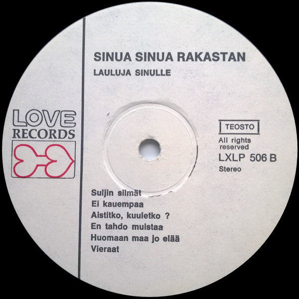 Various : Sinua Sinua Rakastan (LP, Comp, RP)