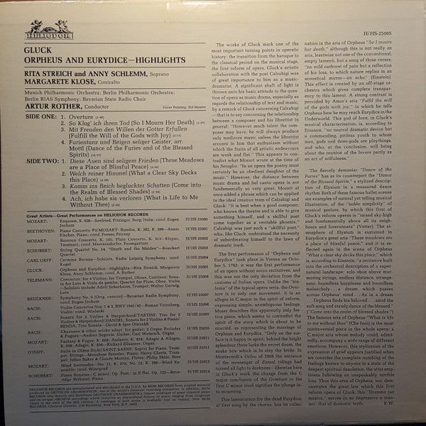 Christoph Willibald Gluck - Rita Streich, Margarete Klose, Anny Schlemm, Berliner Philharmoniker & Münchner Philharmoniker, RIAS Symphonie-Orchester Berlin, Artur Rother : Orpheus And Eurydice (Highlights) (LP, Mono)