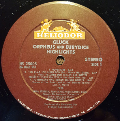 Christoph Willibald Gluck - Rita Streich, Margarete Klose, Anny Schlemm, Berliner Philharmoniker & Münchner Philharmoniker, RIAS Symphonie-Orchester Berlin, Artur Rother : Orpheus And Eurydice (Highlights) (LP, Mono)