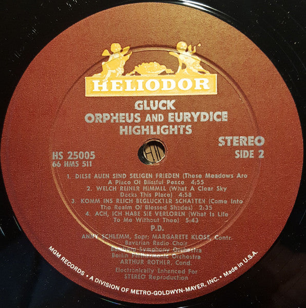 Christoph Willibald Gluck - Rita Streich, Margarete Klose, Anny Schlemm, Berliner Philharmoniker & Münchner Philharmoniker, RIAS Symphonie-Orchester Berlin, Artur Rother : Orpheus And Eurydice (Highlights) (LP, Mono)
