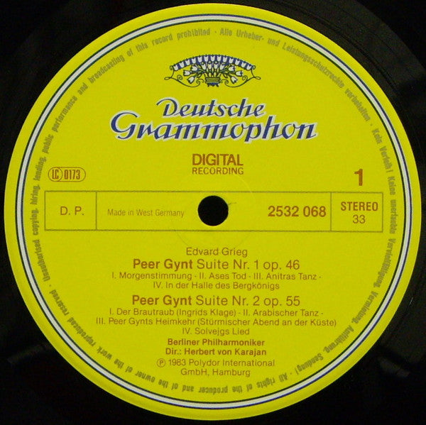 Edvard Grieg, Jean Sibelius, Berliner Philharmoniker · Herbert von Karajan : Peer Gynt Suites 1 & 2 / Pelléas Et Mélisande (LP)