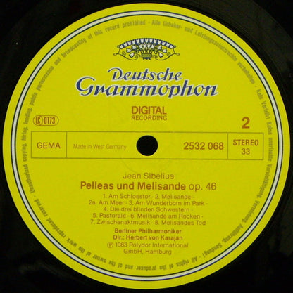 Edvard Grieg, Jean Sibelius, Berliner Philharmoniker · Herbert von Karajan : Peer Gynt Suites 1 & 2 / Pelléas Et Mélisande (LP)
