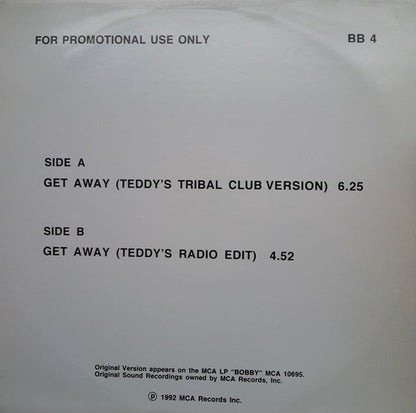 Bobby Brown : Get Away Vol. II (12", Promo)