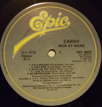 Men At Work : Cargo (LP, Album)