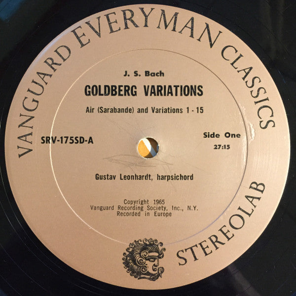 Gustav Leonhardt, Johann Sebastian Bach : Goldberg Variations - Aria With Thirty Variations (LP)